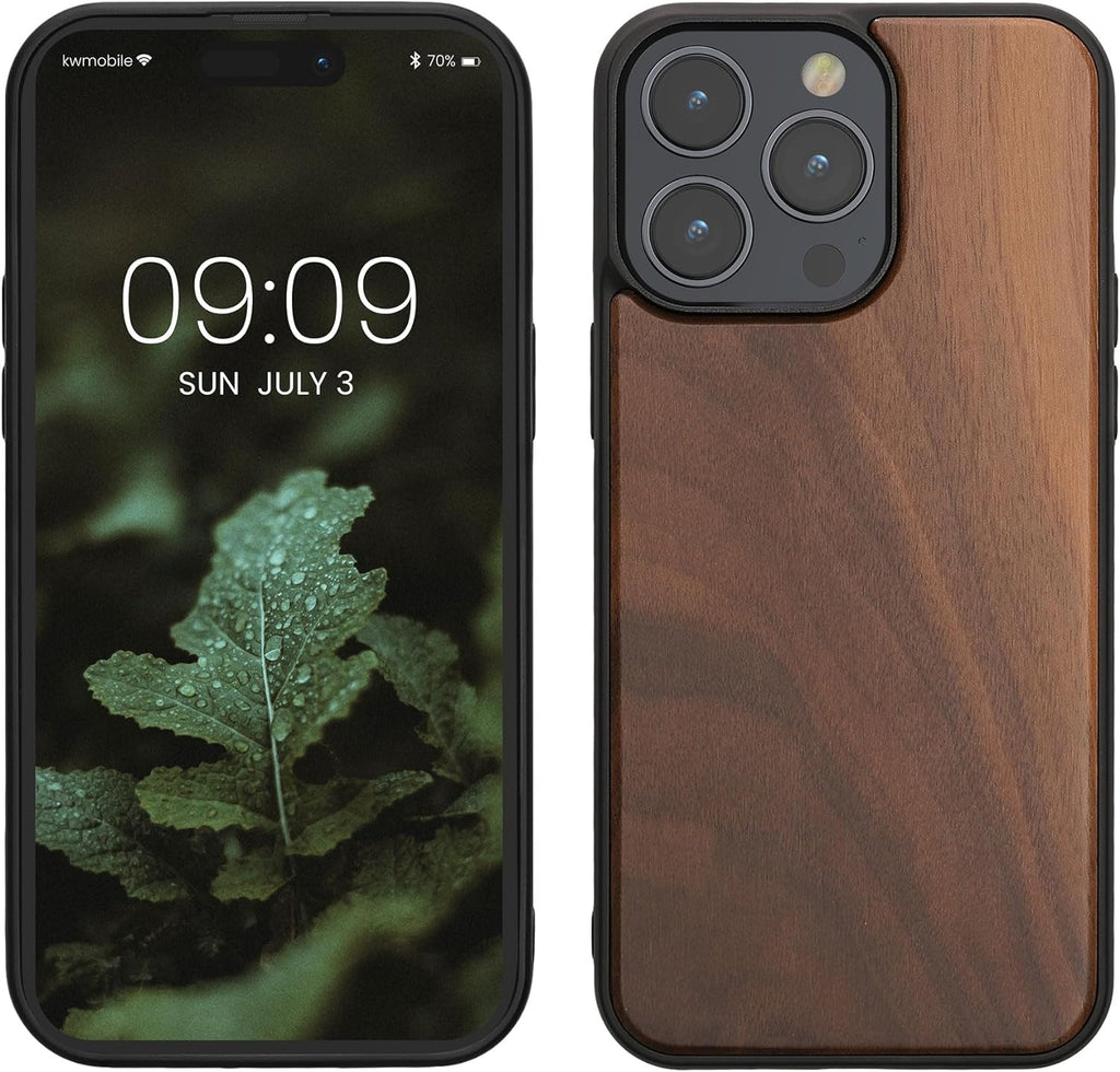 KWmobile Σκληρή Ξύλινη Θήκη με TPU Bumper - Apple iPhone 15 Pro Max - Walnut / Dark Brown (62010.18)
