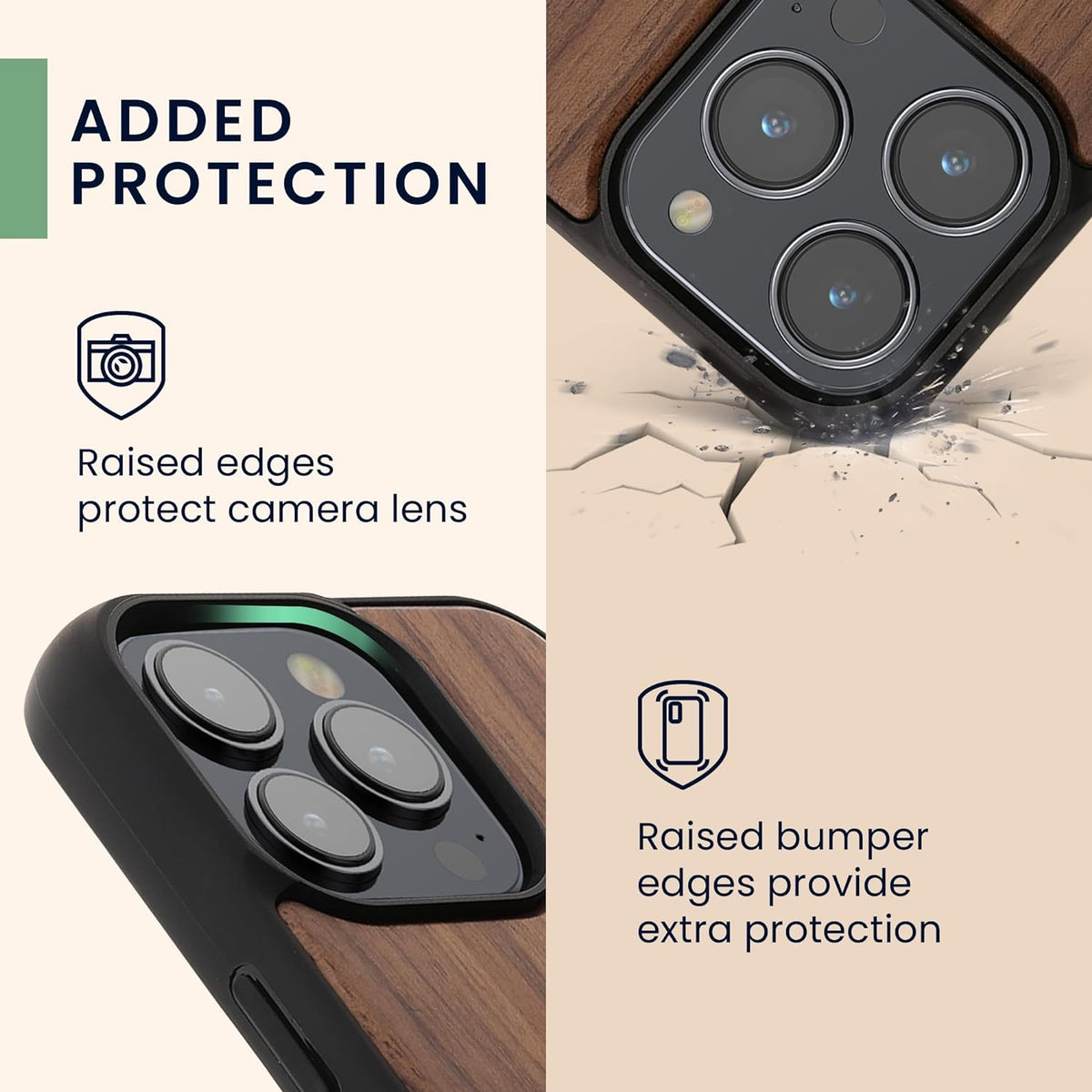KWmobile Σκληρή Ξύλινη Θήκη με TPU Bumper - Apple iPhone 15 Pro - Walnut / Navigational Compass (62013.01)