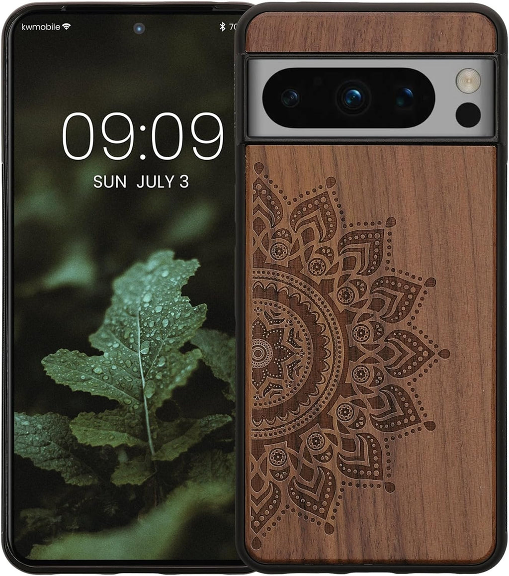 KWmobile Σκληρή Ξύλινη Θήκη με TPU Bumper - Google Pixel 8 Pro - Walnut / Rising Sun (61876.01)