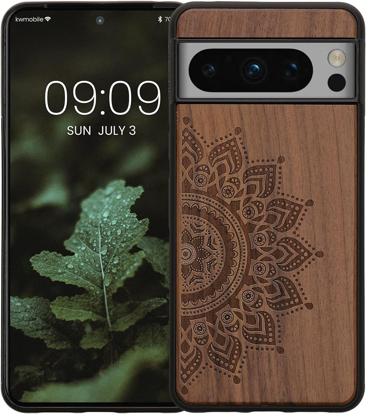 KWmobile Σκληρή Ξύλινη Θήκη με TPU Bumper - Google Pixel 8 Pro - Walnut / Rising Sun (61876.01)