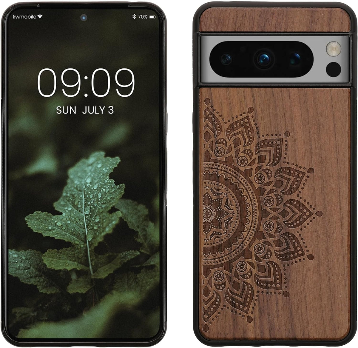 KWmobile Σκληρή Ξύλινη Θήκη με TPU Bumper - Google Pixel 8 Pro - Walnut / Rising Sun (61876.01)