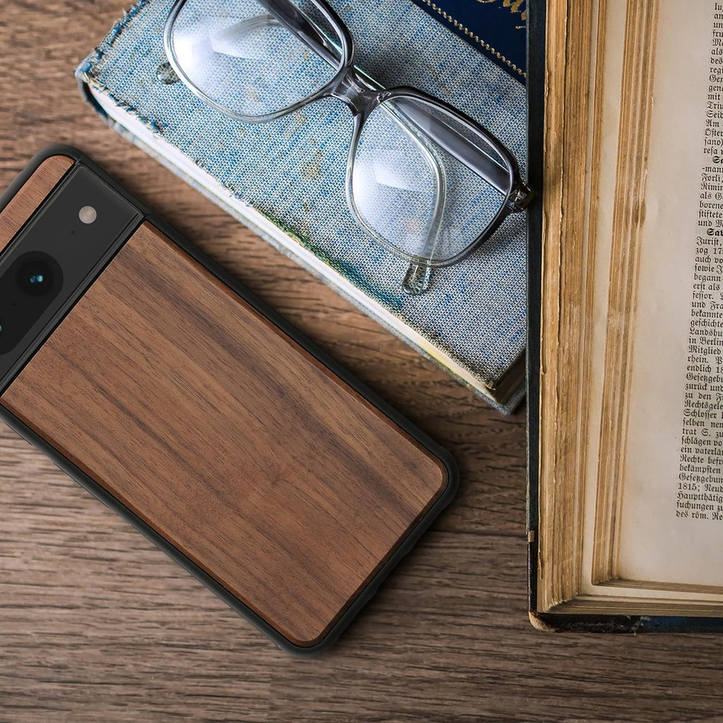 KWmobile Σκληρή Ξύλινη Θήκη με TPU Bumper - Google Pixel 8 - Walnut / Dark Brown (61871.18)