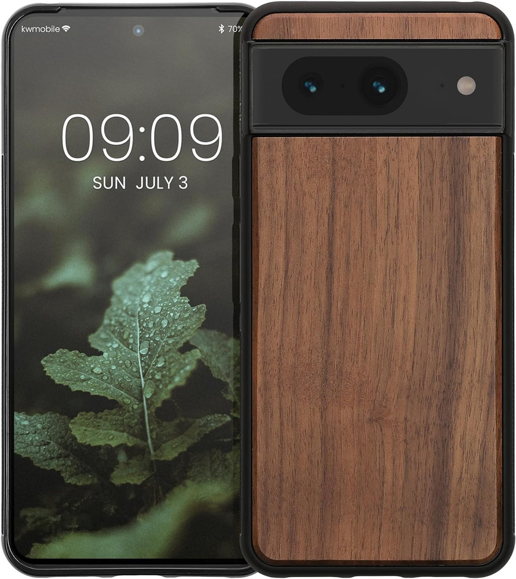 KWmobile Σκληρή Ξύλινη Θήκη με TPU Bumper - Google Pixel 8 - Walnut / Dark Brown (61871.18)