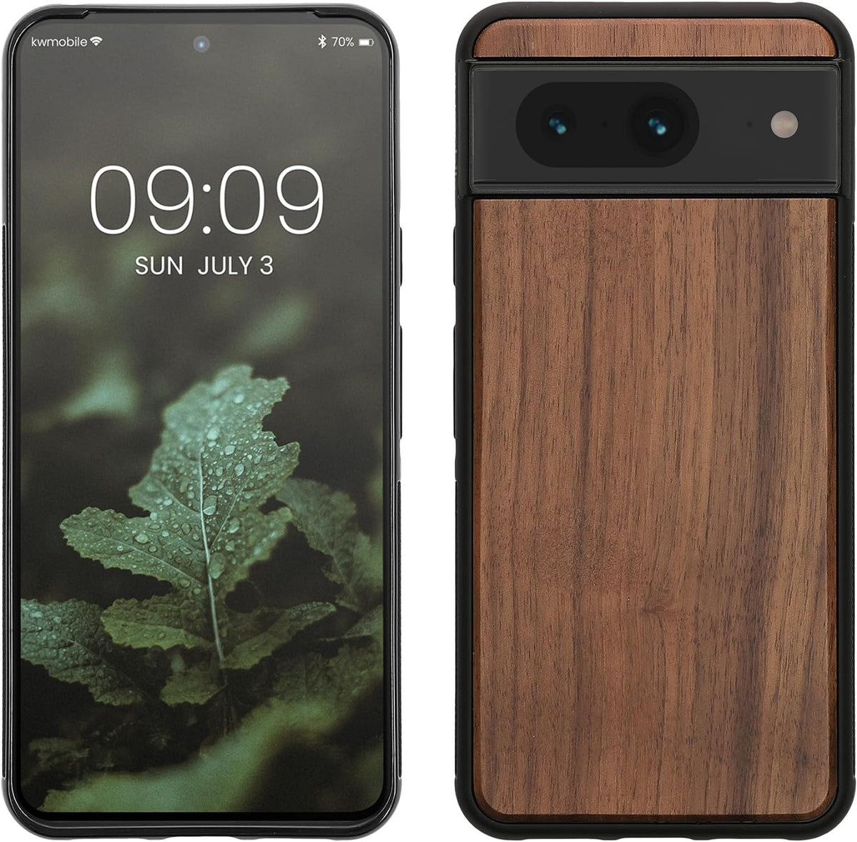 KWmobile Σκληρή Ξύλινη Θήκη με TPU Bumper - Google Pixel 8 - Walnut / Dark Brown (61871.18)