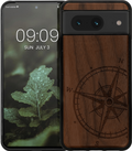 KWmobile Σκληρή Ξύλινη Θήκη με TPU Bumper - Google Pixel 8 - Walnut / Navigational Compass (61875.02)