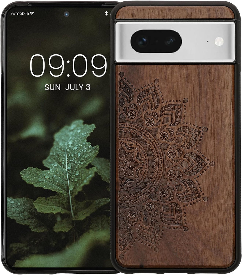KWmobile Σκληρή Ξύλινη Θήκη με TPU Bumper - Google Pixel 8 - Walnut / Rising Sun (61875.01)