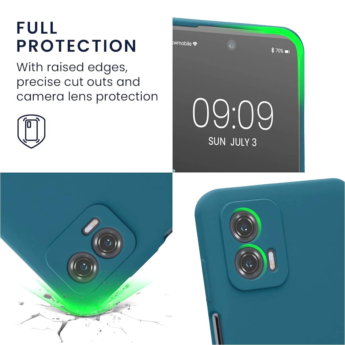 KWmobile Soft Flexible Rubber Cover - Θήκη Σιλικόνης Motorola Moto G73 με Πλαίσιο Κάμερας - Petrol (60831.78)