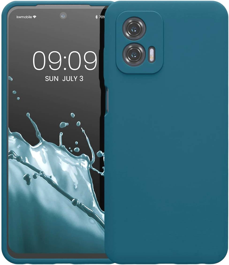 KWmobile Soft Flexible Rubber Cover - Θήκη Σιλικόνης Motorola Moto G73 με Πλαίσιο Κάμερας - Petrol (60831.78)
