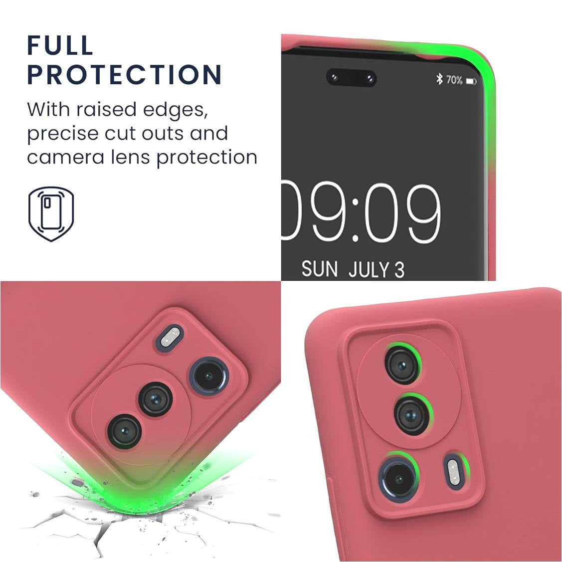 KWmobile Soft Flexible Rubber Cover - Θήκη Σιλικόνης Xiaomi 13 Lite με Πλαίσιο Κάμερας - Dark Rose (61166.167)
