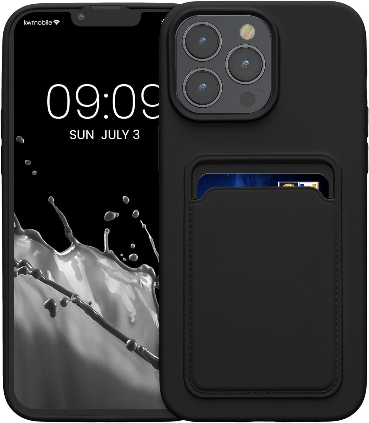 Θήκη Apple iPhone 15 Pro Max - KWmobile Σιλικόνης με Υποδοχή για Κάρτα - Black (62020.01)
