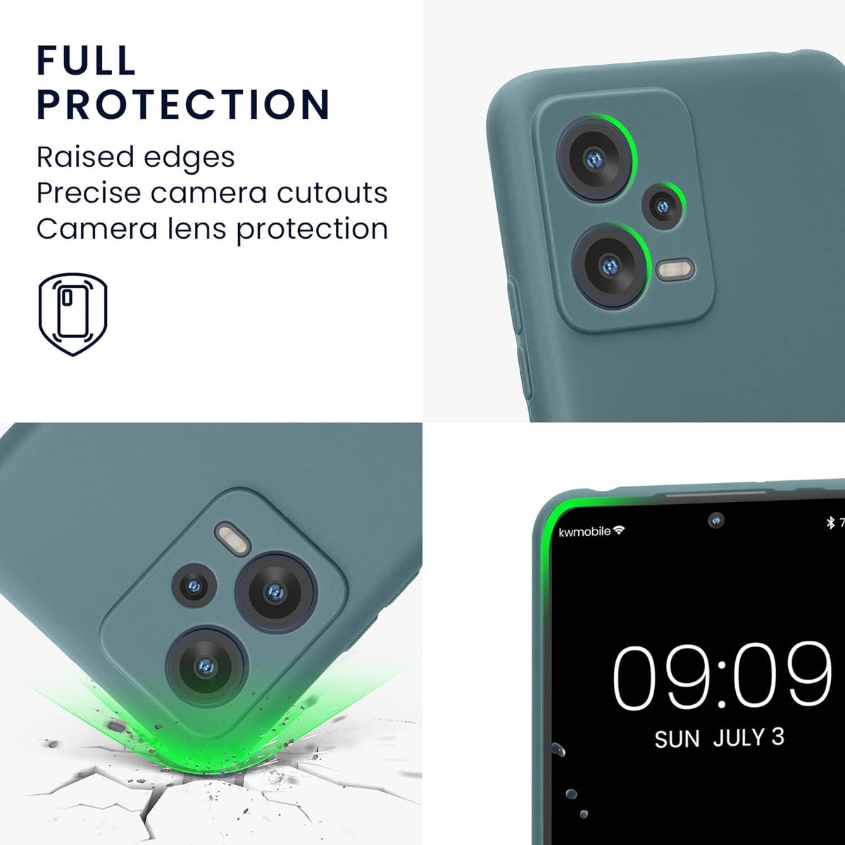 KWmobile Θήκη Σιλικόνης Xiaomi Redmi Note 12 5G / Poco X5 με Πλαίσιο Κάμερας - Arctic Night (60887.207)