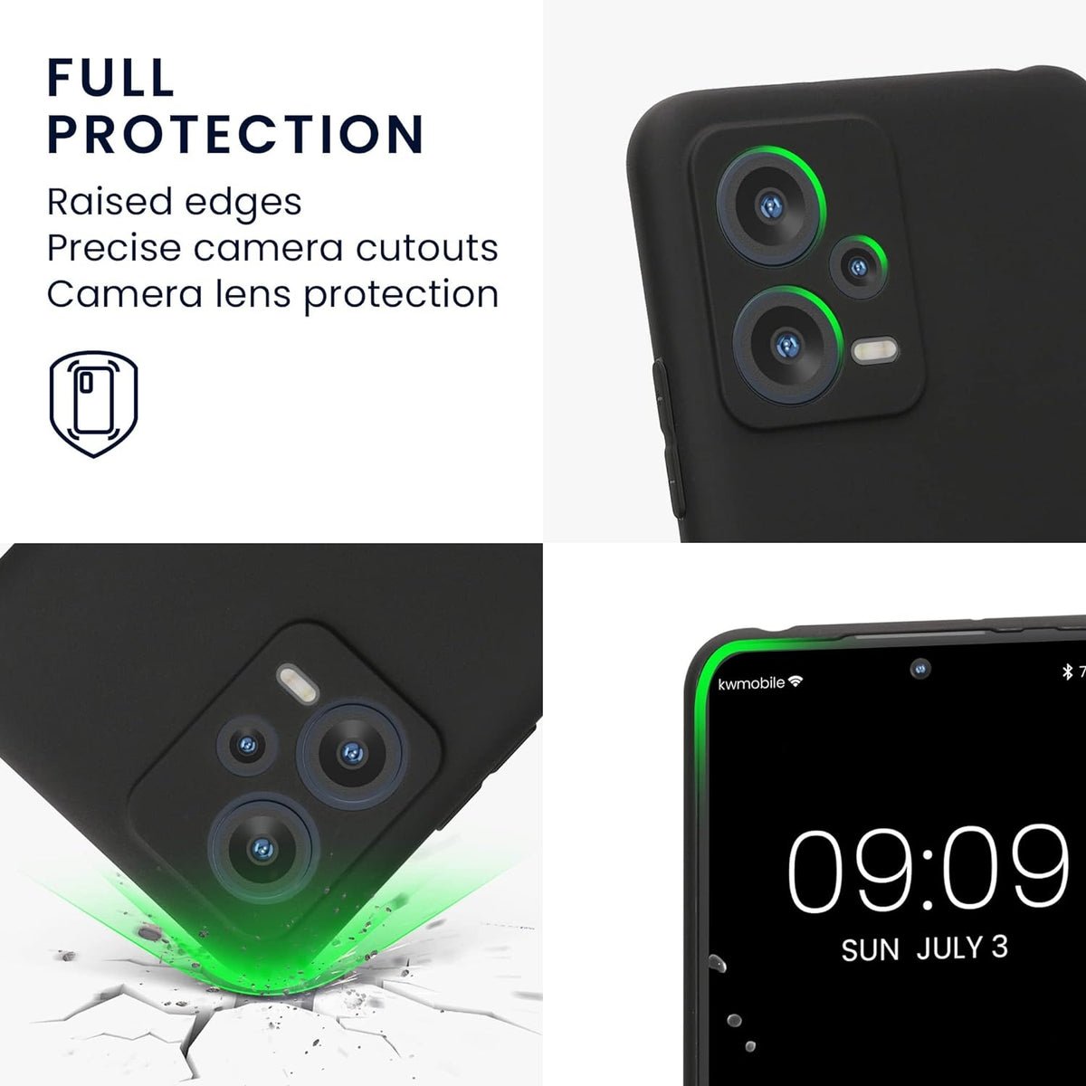 KWmobile Θήκη Σιλικόνης Xiaomi Redmi Note 12 5G / Poco X5 με Πλαίσιο Κάμερας - Black Matte (60887.47)