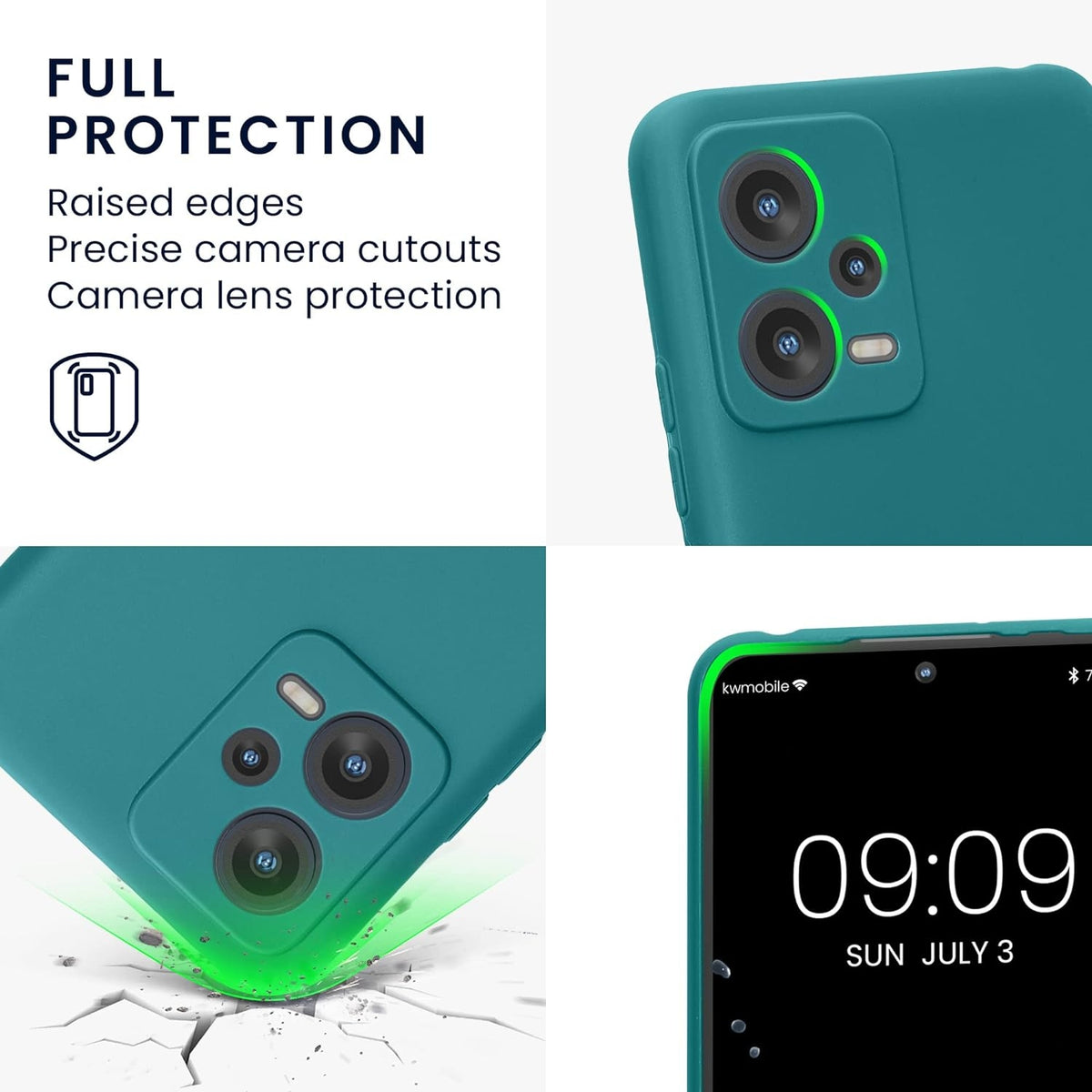 KWmobile Θήκη Σιλικόνης Xiaomi Redmi Note 12 5G / Poco X5 με Πλαίσιο Κάμερας - Teal Matte (60887.57)