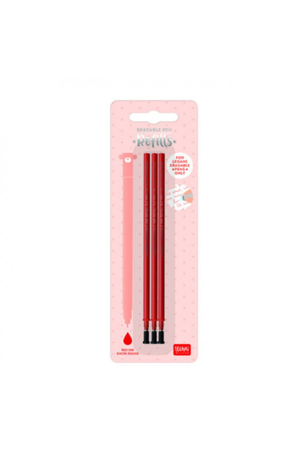 Legami Ανταλλακτικά Μελάνια Erasable Pen 0.7mm Κόκκινο (3 Τεμάχια)