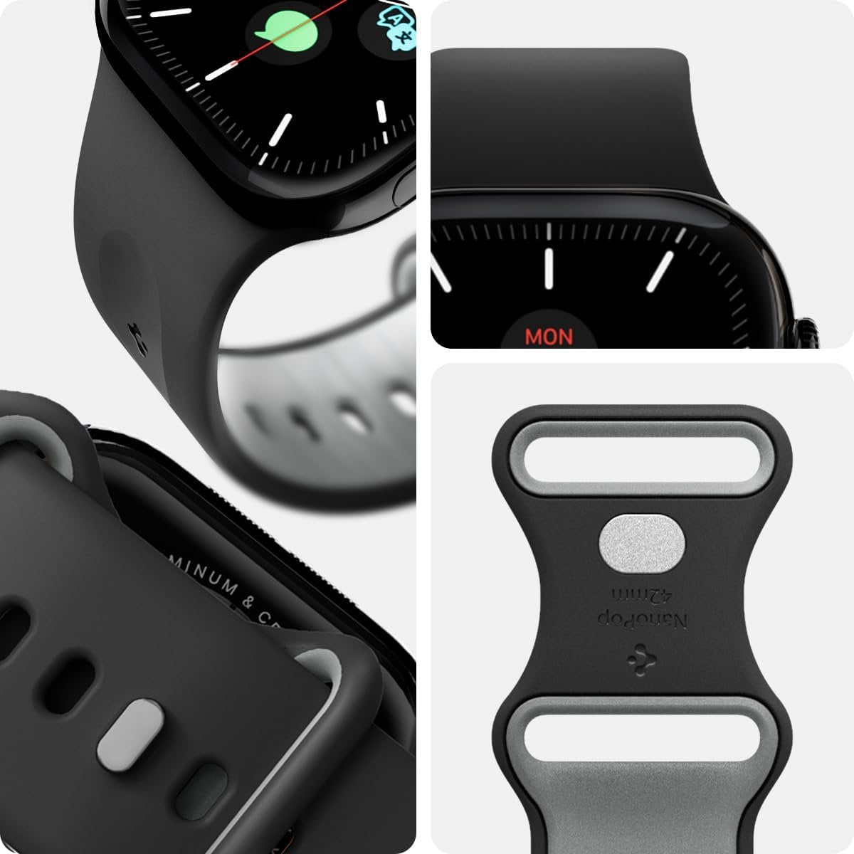 Λουράκι Apple Watch SE/11/10/9/8/7/6/5/4 (42/41/40mm) Spigen Nano Pop από Premium Σιλικόνη - Black Sesame (AMP09324)