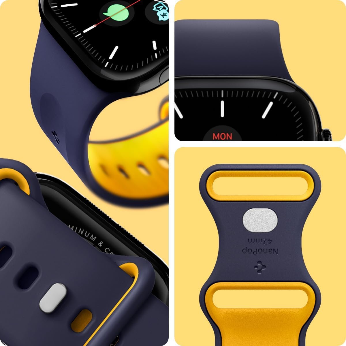 Λουράκι Apple Watch SE/11/10/9/8/7/6/5/4 (42/41/40mm) Spigen Nano Pop από Premium Σιλικόνη - Blueberry Navy (AMP09325)