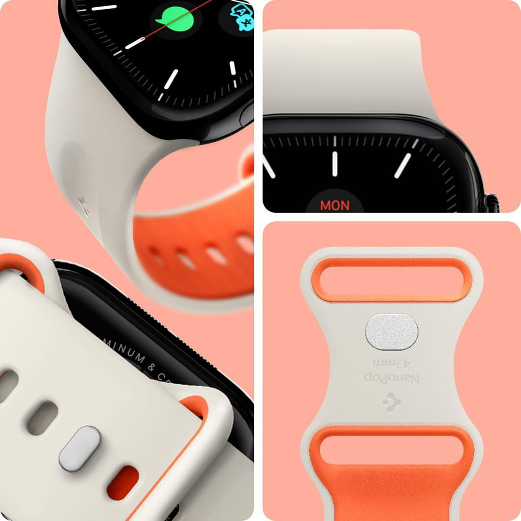 Λουράκι Apple Watch SE/11/10/9/8/7/6/5/4 (42/41/40mm) Spigen Nano Pop από Premium Σιλικόνη - Orange Beige (AMP09326)