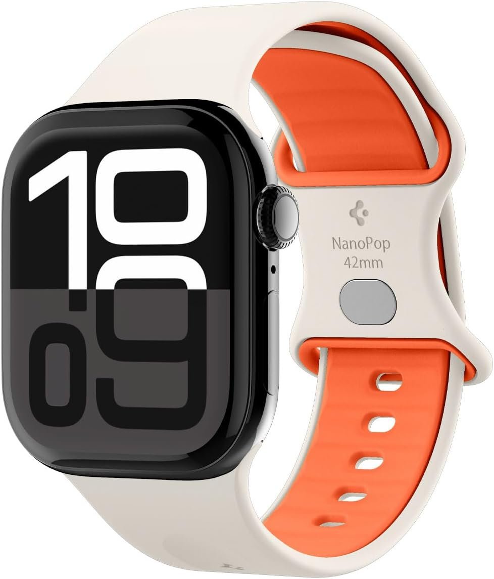 Λουράκι Apple Watch SE/11/10/9/8/7/6/5/4 (42/41/40mm) Spigen Nano Pop από Premium Σιλικόνη - Orange Beige (AMP09326)