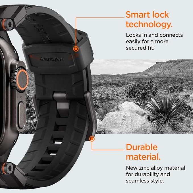 Λουράκι Apple Watch Ultra/SE/11/10/9/8/7/6/5/4 (49/46/45/44mm) Spigen DuraPro Armor Σιλικόνης - Black Edition (AMP09229)