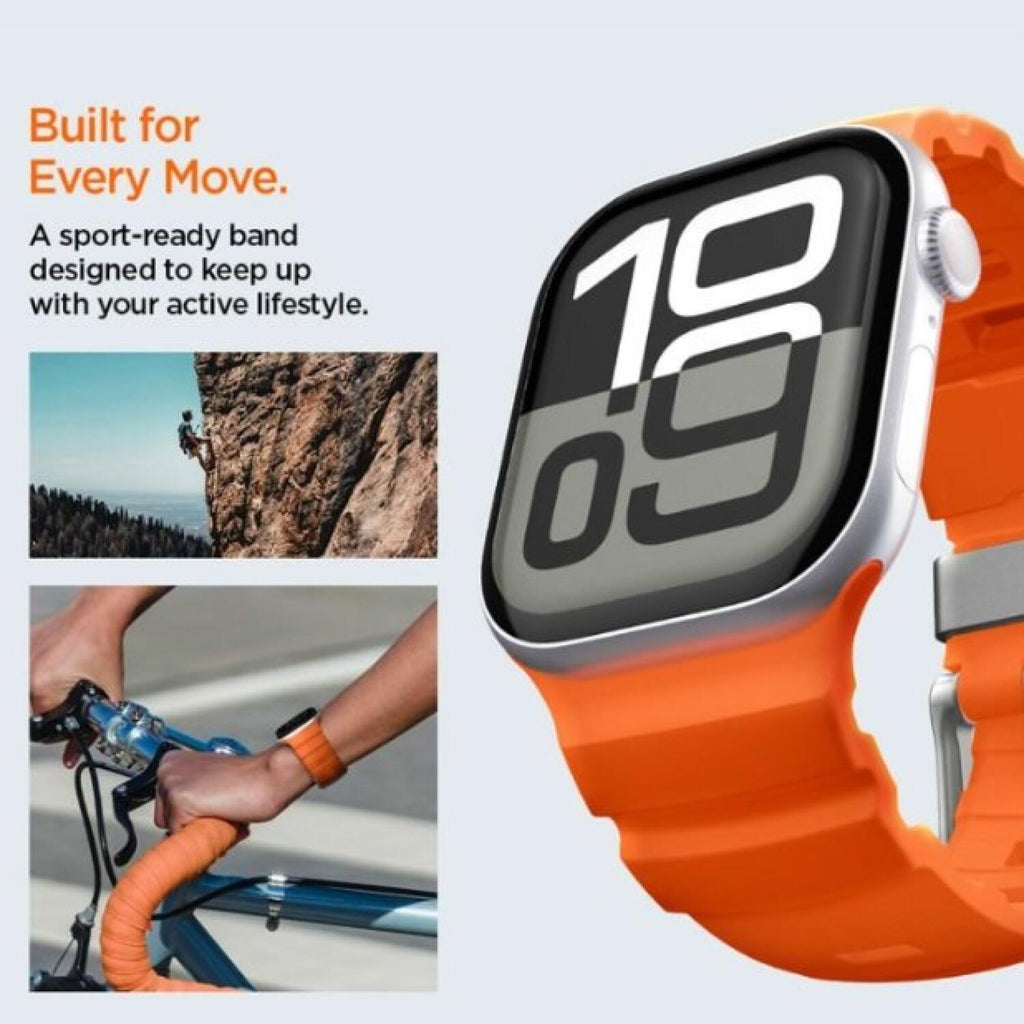 Λουράκι Apple Watch Ultra/SE/12/11/10/9/8/7/6/5/4 (49/46/45/44mm) Spigen WBS2 Σιλικόνης - Orange (AMP10509)