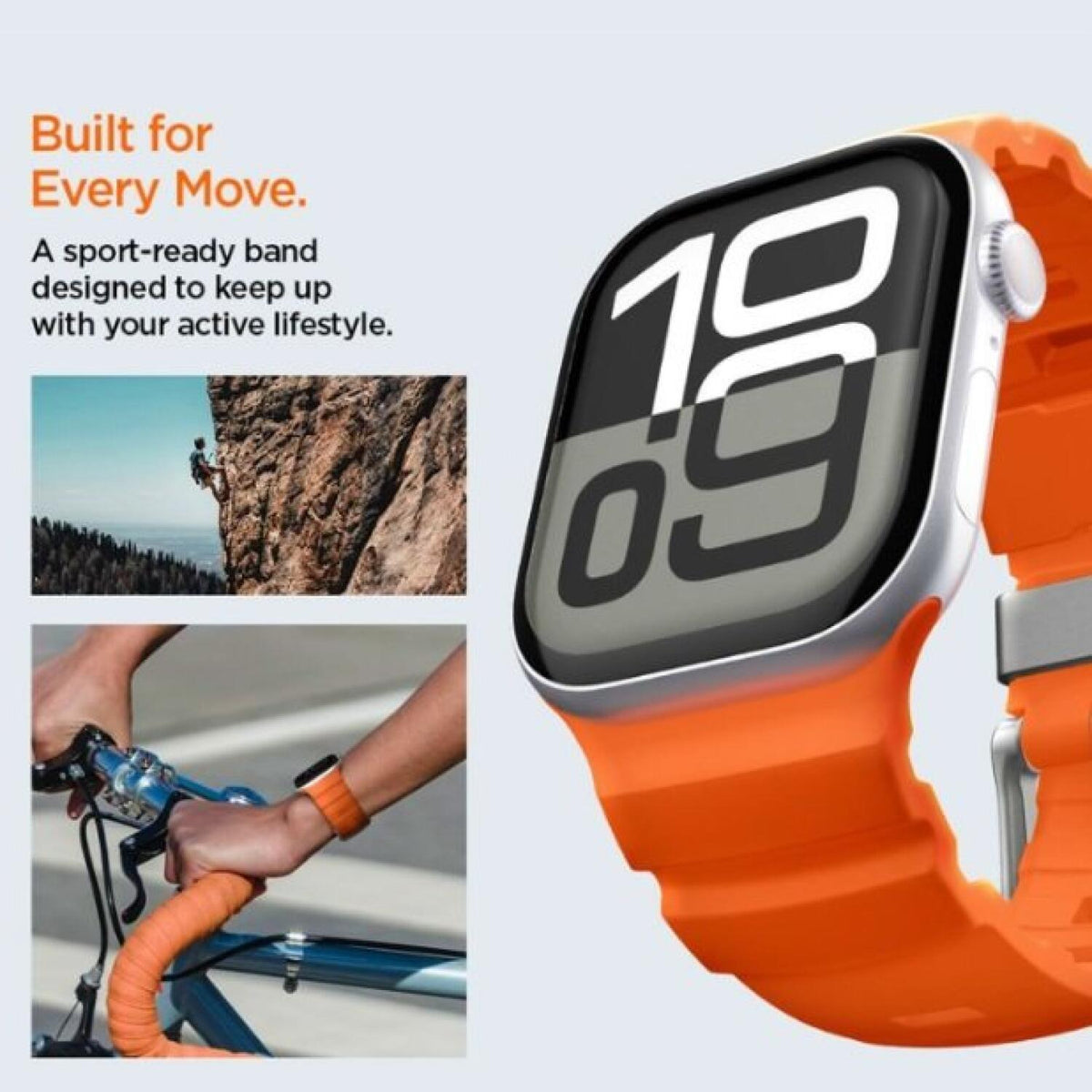 Λουράκι Apple Watch Ultra/SE/12/11/10/9/8/7/6/5/4 (49/46/45/44mm) Spigen WBS2 Σιλικόνης - Orange (AMP10509)