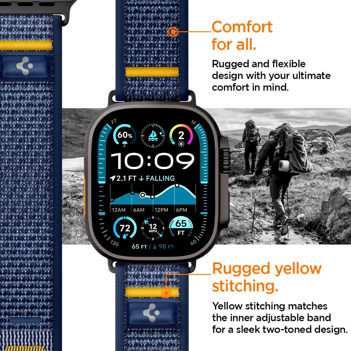 Λουράκι Apple Watch Ultra/SE/11/10/9/8/7/6/5/4 (49/46/45/44mm) Spigen Athlex Air Υφασμάτινο - Active Navy (AMP09036)
