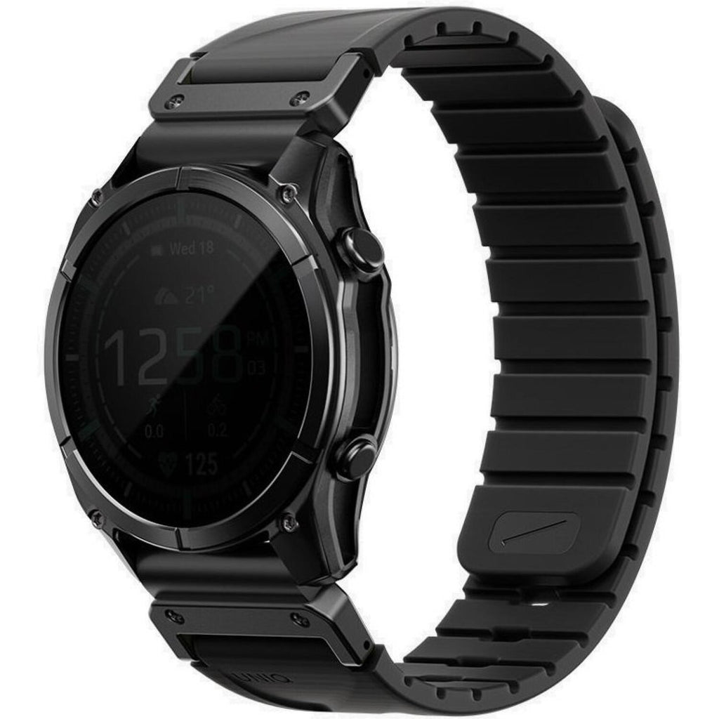 Λουράκι Garmin Watch 26mm Uniq Fluo από Αδιάβροχη Σιλικόνη & Ανοξείδωτο Ατσάλι - Midnight Black (UNIQ-26MM-FLUOMBLK)