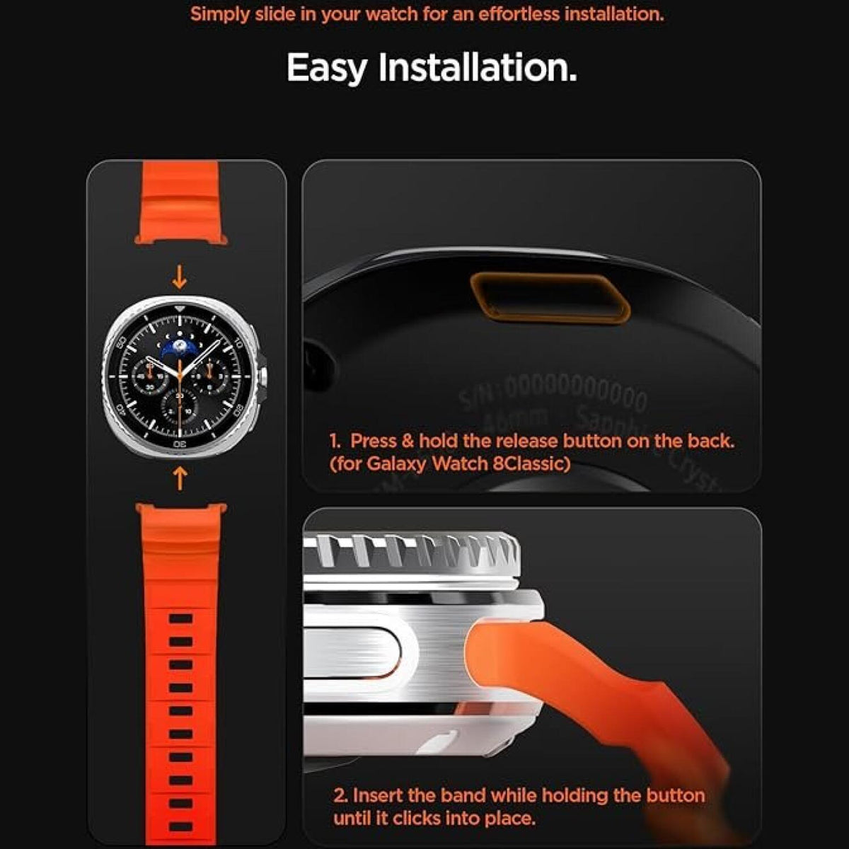 Λουράκι Samsung Galaxy Watch 9 / 8 Classic / Watch 8 (46/44/40mm) Spigen WBS2 Σιλικόνης - Orange (AMP10152)