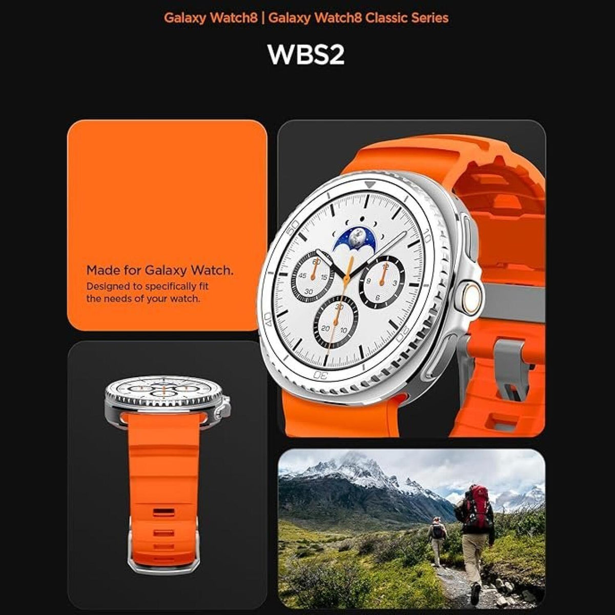 Λουράκι Samsung Galaxy Watch 9 / 8 Classic / Watch 8 (46/44/40mm) Spigen WBS2 Σιλικόνης - Orange (AMP10152)