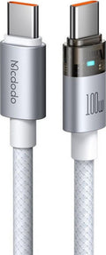 Mcdodo CA-5582 Καλώδιο USB-C σε USB-C 100W 5A 1.2m Λευκό με LED Φόρτισης