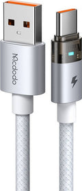 Mcdodo CA-6892 Καλώδιο USB-A σε USB-C 6A 1.2m Λευκό με LED Φόρτισης