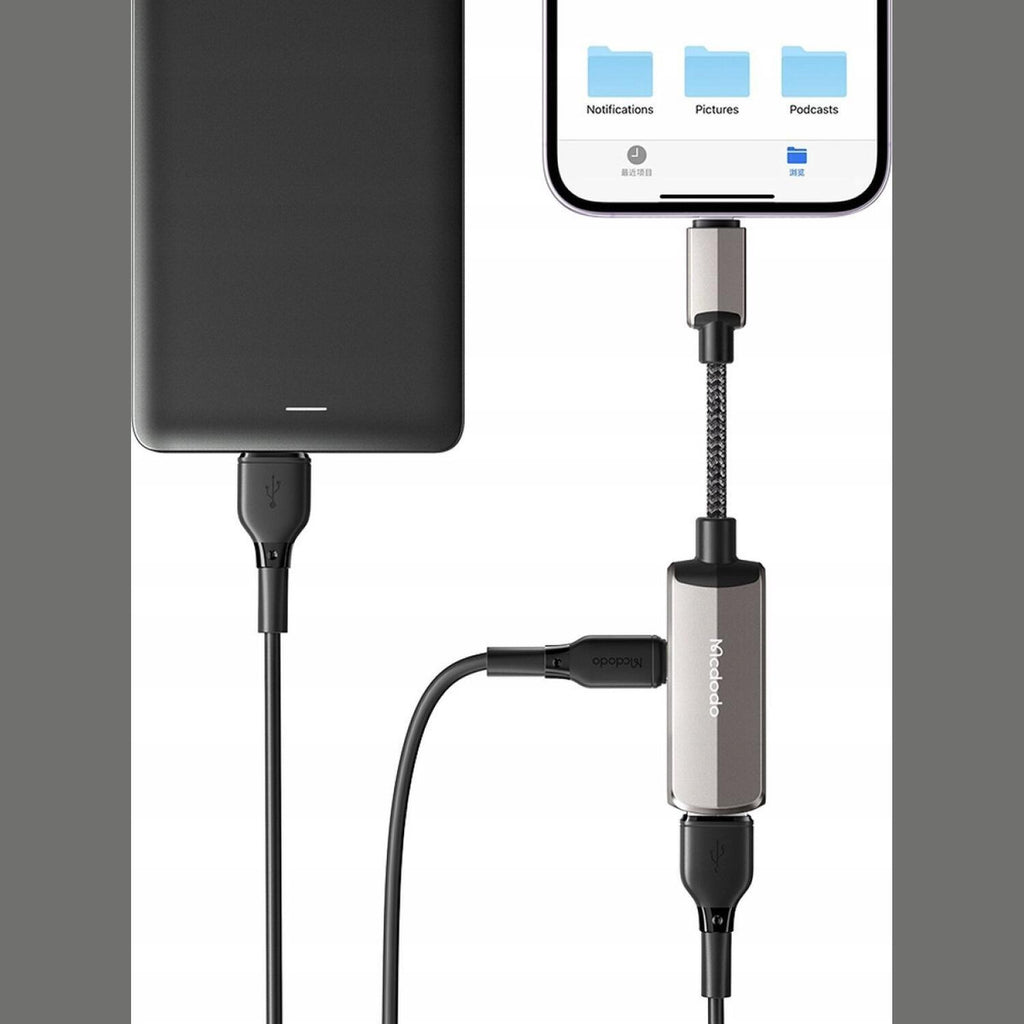 Αντάπτορας Mcdodo 2 in 1 OTG Adapter Lightning (Male) σε USB-A 3.0 (Female) & Lightning (Female) - Dark Grey