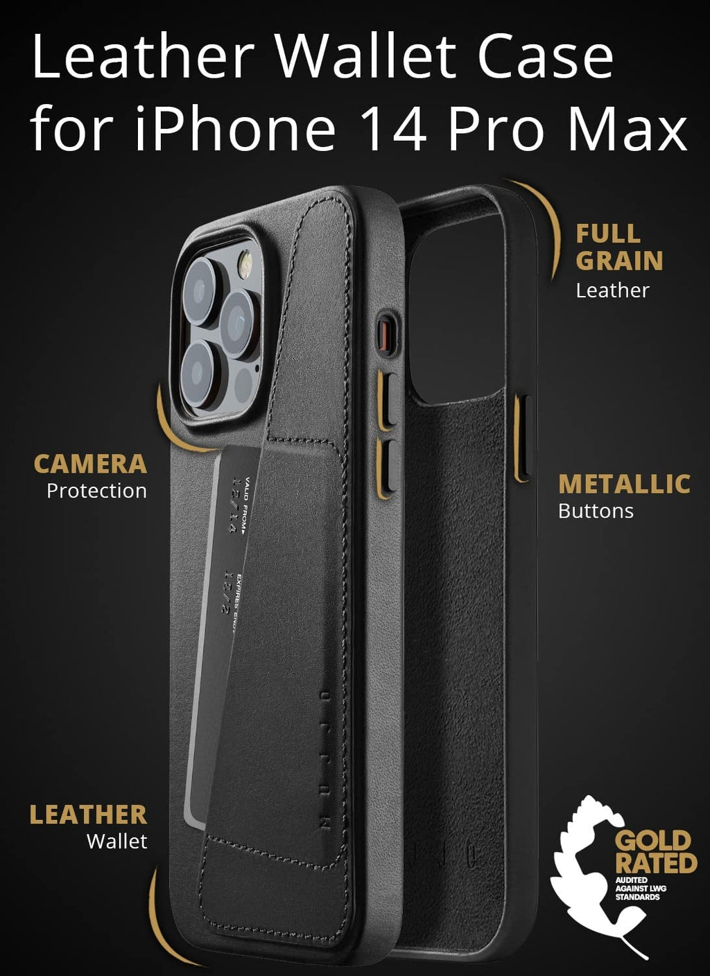 MUJJO Full Leather Wallet Case - Δερμάτινη Θήκη-Πορτοφόλι Apple iPhone 14 Pro Max - Black (MUJJO-CL-030-BK)