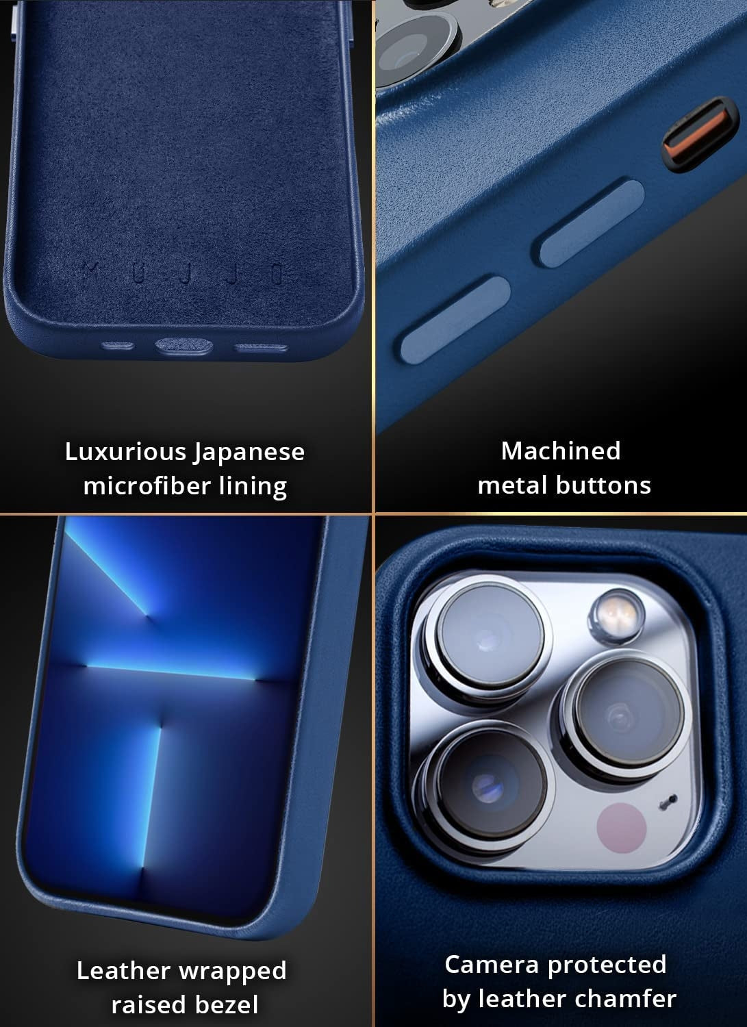 MUJJO Full Leather Wallet Case - Δερμάτινη Θήκη-Πορτοφόλι Apple iPhone 14 Pro Max - Blue (MUJJO-CL-030-BL)