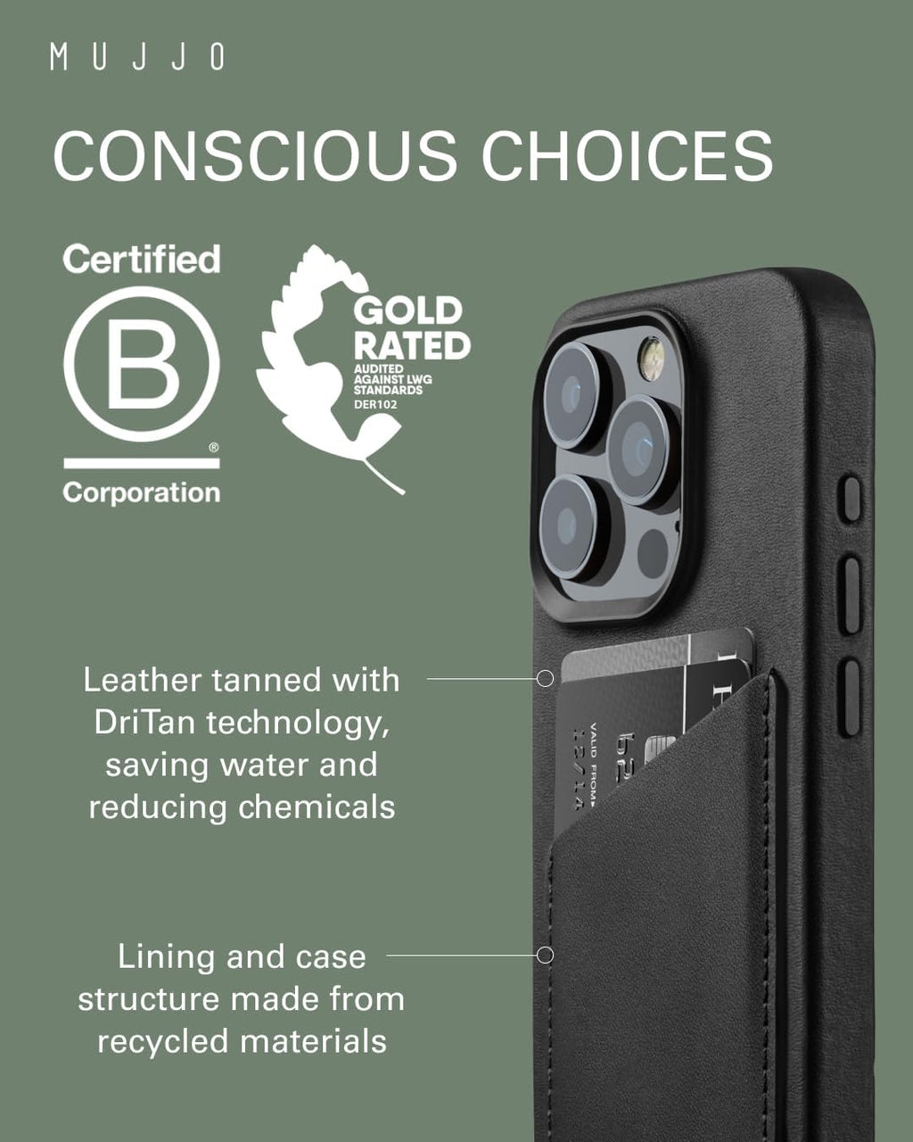 MUJJO Full Leather Wallet Case - Δερμάτινη Θήκη-Πορτοφόλι MagSafe - Apple iPhone 15 Pro - Black (MUJJO-CL-040-BK)