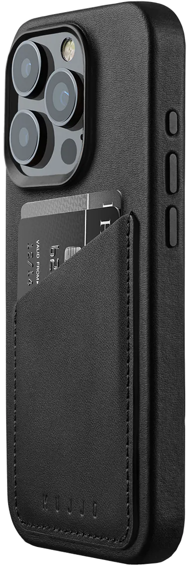 MUJJO Full Leather Wallet Case - Δερμάτινη Θήκη-Πορτοφόλι MagSafe - Apple iPhone 15 Pro - Black (MUJJO-CL-040-BK)