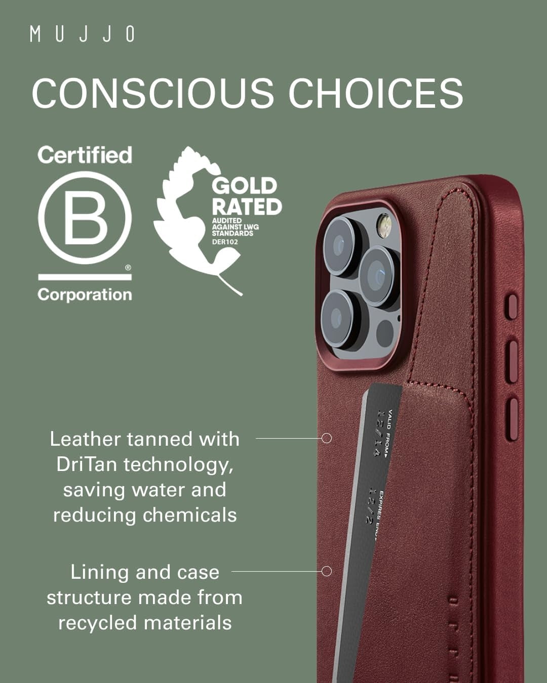 MUJJO Full Leather Wallet Case - Δερμάτινη Θήκη-Πορτοφόλι MagSafe - Apple iPhone 15 Pro Max - Burgundy (MUJJO-CL-042-BN)