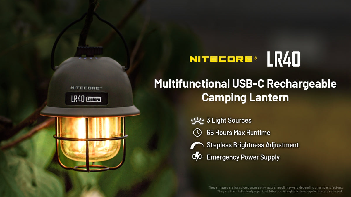 Nitecore LR40 Επαναφορτιζόμενος Φακός LED / Φανάρι / PowerBank - 100 Lumens - Μπαταρία 4000 mAh - Army Green