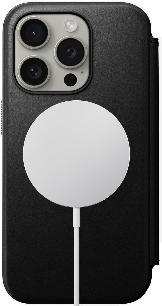 Nomad Modern Leather Folio - MagSafe Δερμάτινη Θήκη - Πορτοφόλι Apple iPhone 15 Pro - Black (NM01627685)