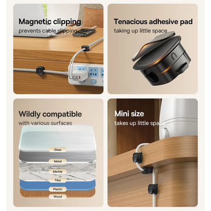 Baseus Lite Series Magnetic Cable Organizer Μαγνητικό Σετ Οργάνωσης Καλωδίων 3τμχ - Black