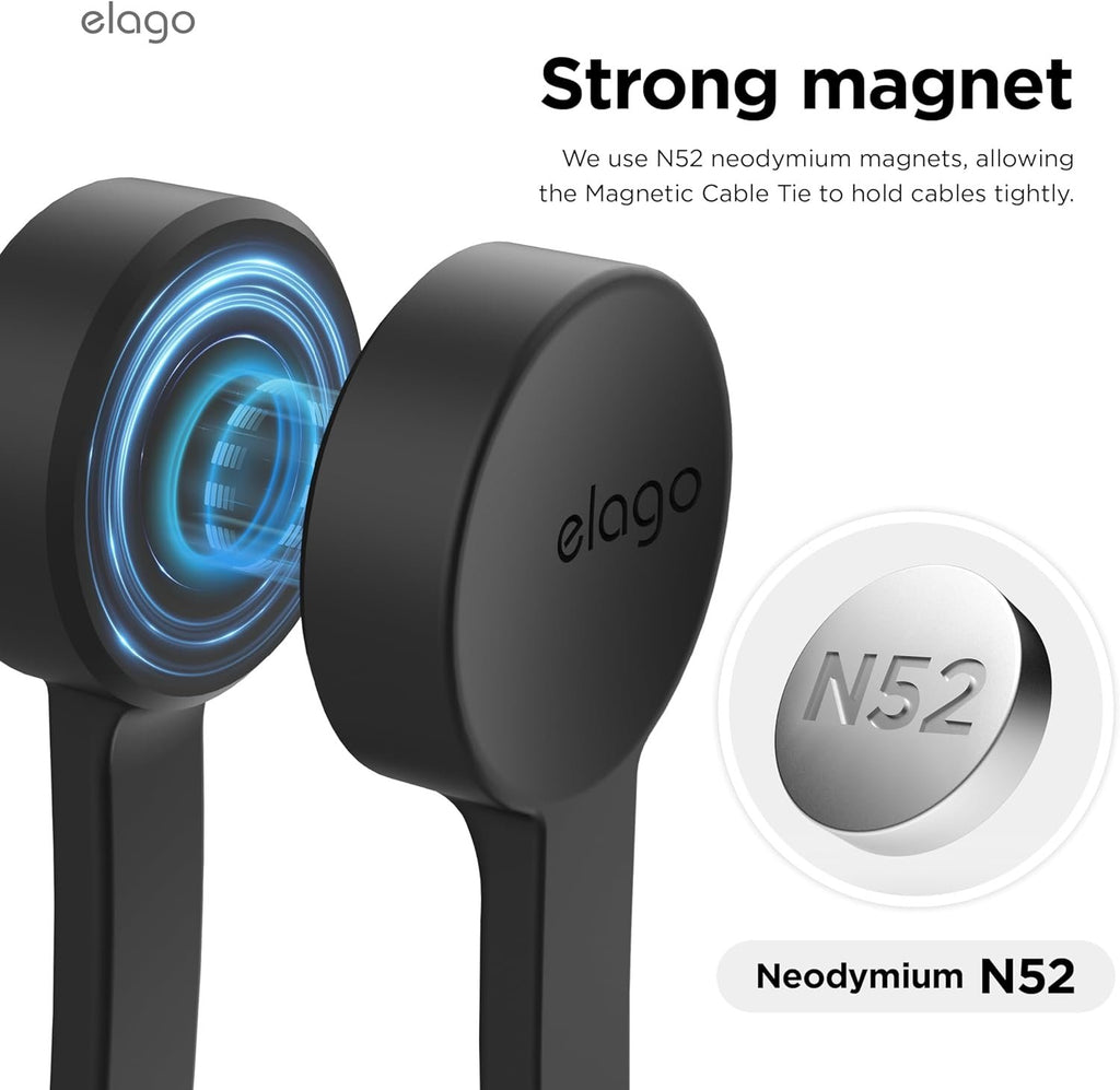 Οργανωτής Καλωδίων Elago Magnet Cable Tie Μαγνητικό από Premium Σιλικόνη 3 Τεμάχια - Black (ECA-MAGTIE-BK)