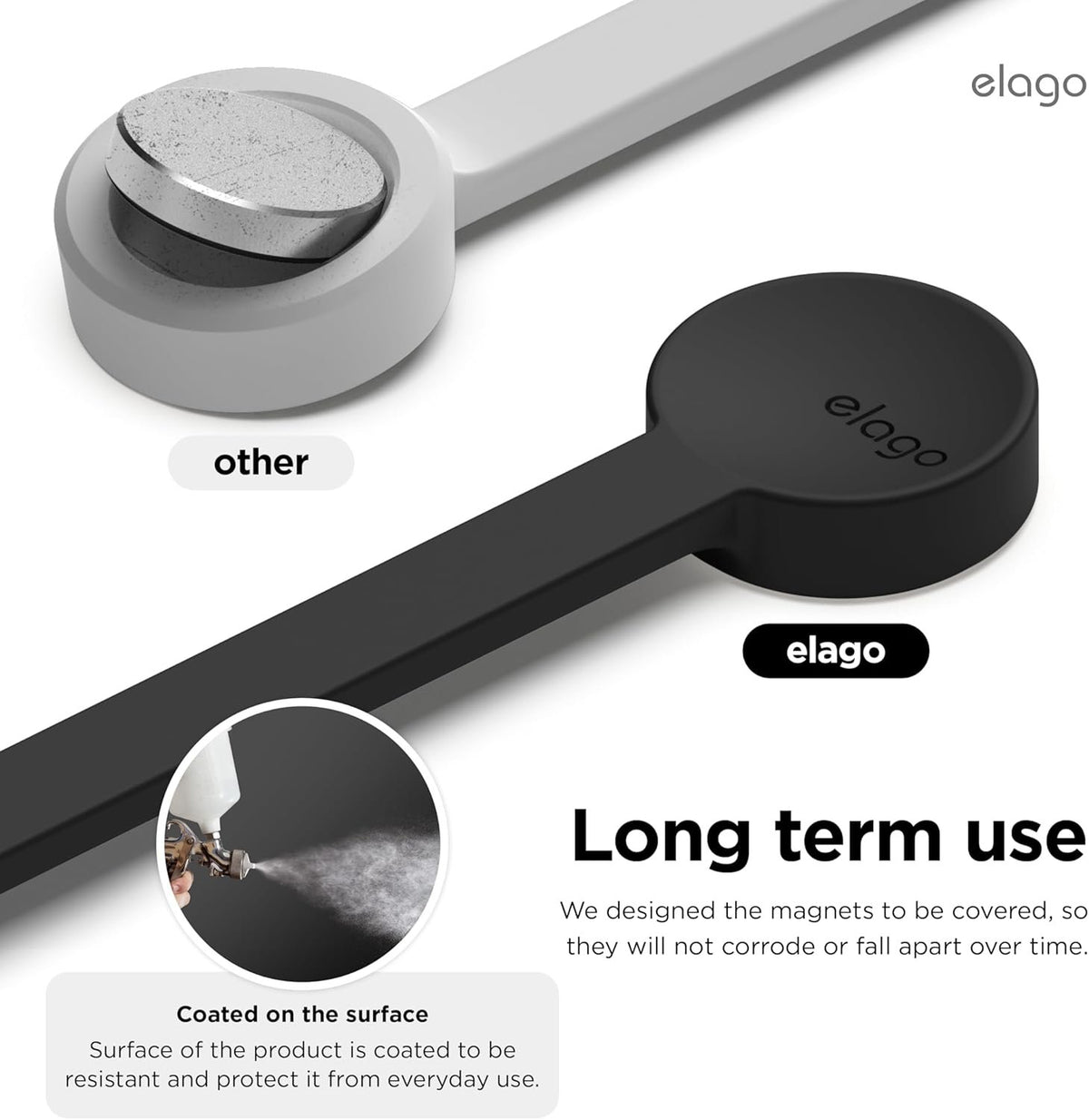 Οργανωτής Καλωδίων Elago Magnet Cable Tie Μαγνητικό από Premium Σιλικόνη 3 Τεμάχια - Black (ECA-MAGTIE-BK)