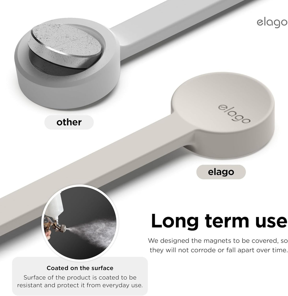 Οργανωτής Καλωδίων Elago Magnet Cable Tie Μαγνητικό από Premium Σιλικόνη 3 Τεμάχια - Stone (ECA-MAGTIE-ST)