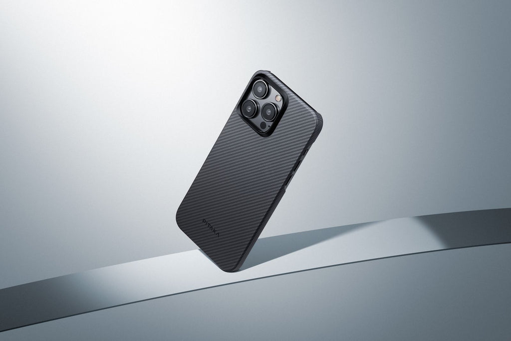 Pitaka MagEZ Case 4 - MagSafe Θήκη Aramid Fiber Body Apple iPhone 15 Pro - 0.95mm - 600D - Black / Grey / Twill (KI1501PA)