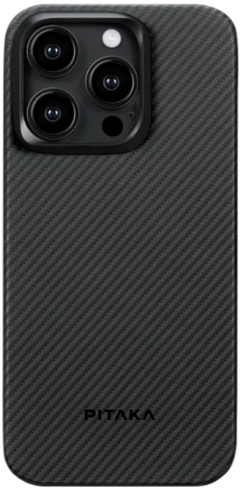 Pitaka MagEZ Case 4 - MagSafe Θήκη Aramid Fiber Body Apple iPhone 15 Pro - 0.95mm - 600D - Black / Grey / Twill (KI1501PA)