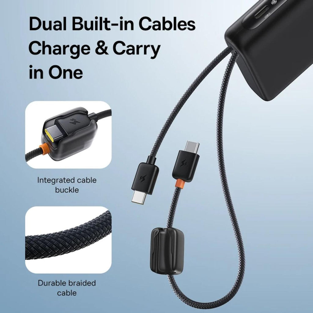 PowerBank Baseus EnerFill FC41 για Laptop με Θύρες 1 x Type-C / 1 x USB-A & Ενσωματωμένα Καλώδια 2 x Type-C 100W 20.000mAh - 