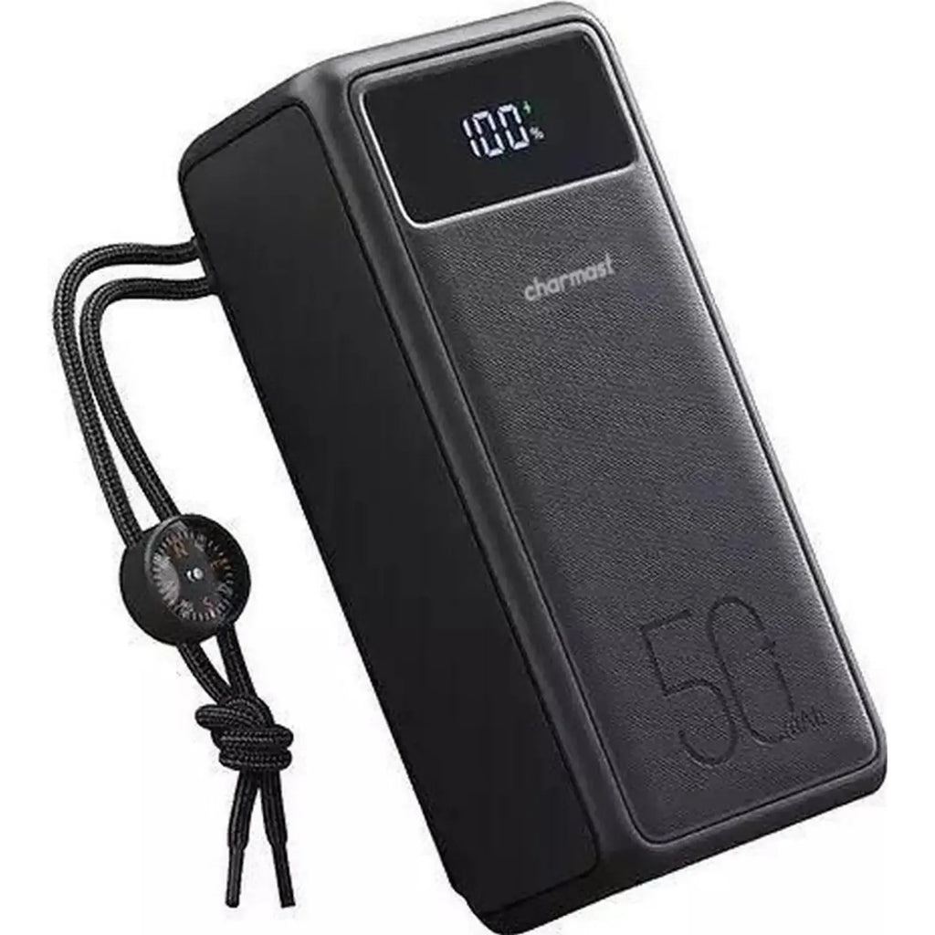 PowerBank Charmast με Ψηφιακή Οθόνη LED / Φακό & Πυξίδα με 3 x USB-Α / 1 x Type-C 50.000mAh 22.5W - Black (TankLite)