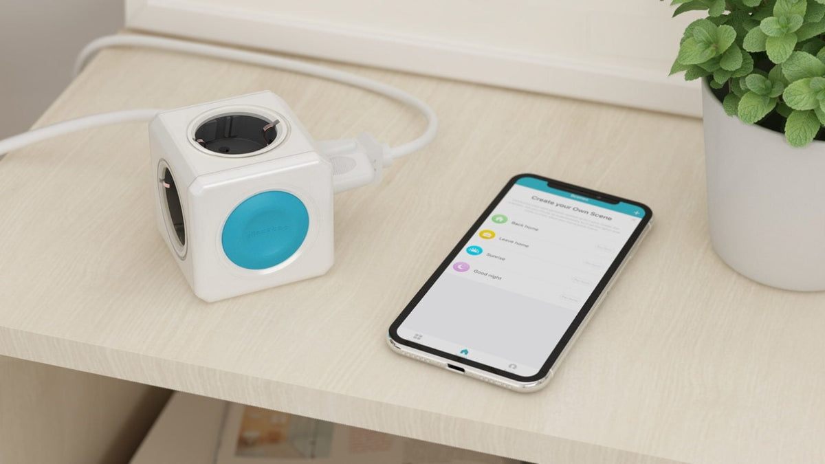 Allocacoc PowerCube Extended Smarthome - Πολύπριζο με 4 Υποδοχές και Σύνδεση με Smartphone - Grey (10753/DEEXSH)