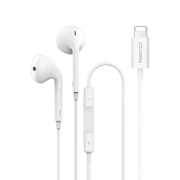Recci Rep-l28 Earbuds Handsfree Ακουστικά με Βύσμα Lightning Λευκό