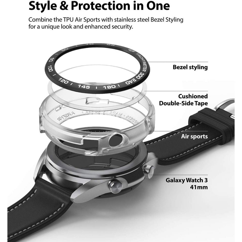 Ringke Air Sports & Bezel Styling Combo Pack Samsung Galaxy Watch 3 41mm - Black (8809758101739)